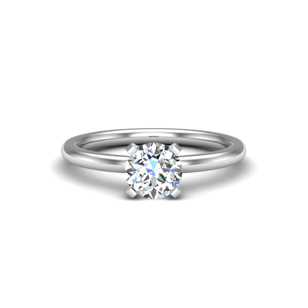 Pansy 4 Prong Solitaire Engagement Ring - 18KT White Gold