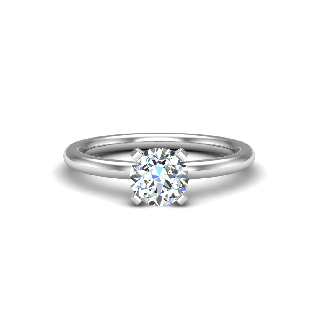 Pansy 4 Prong Solitaire Engagement Ring - 18KT White Gold