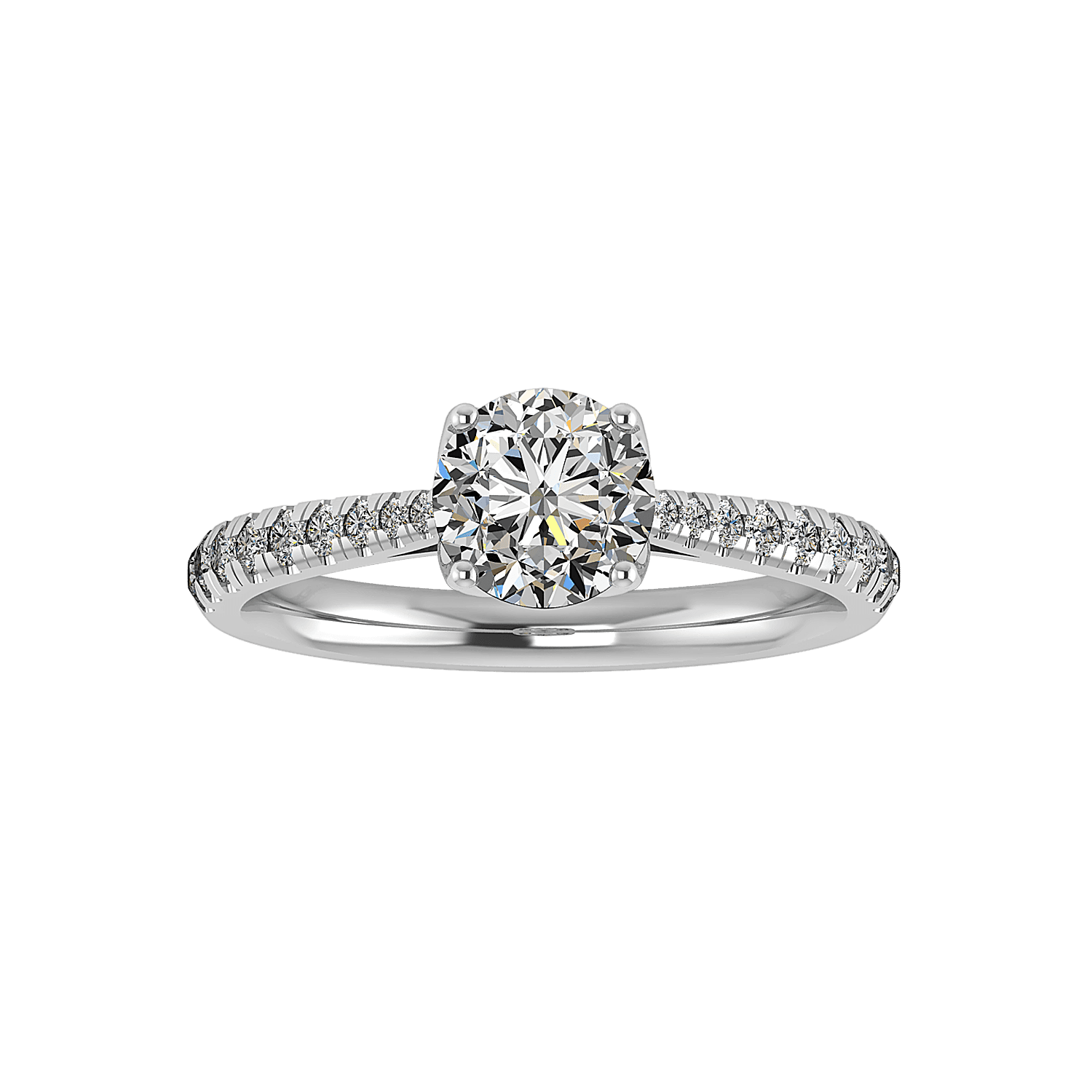 Peony Engagement Ring - 14KT White Gold - Ring Only
