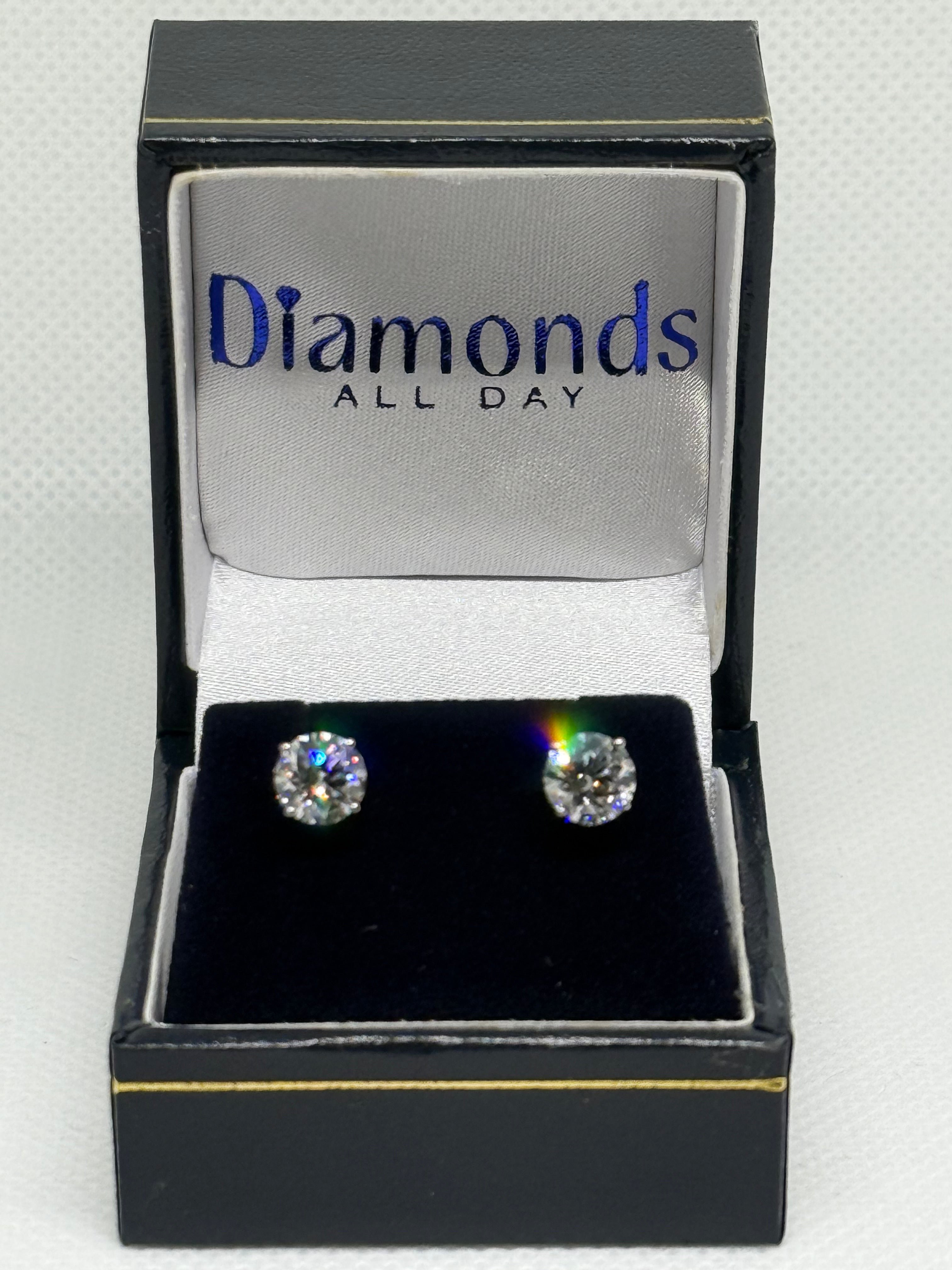 2ctw D VVS1 Stud earrings